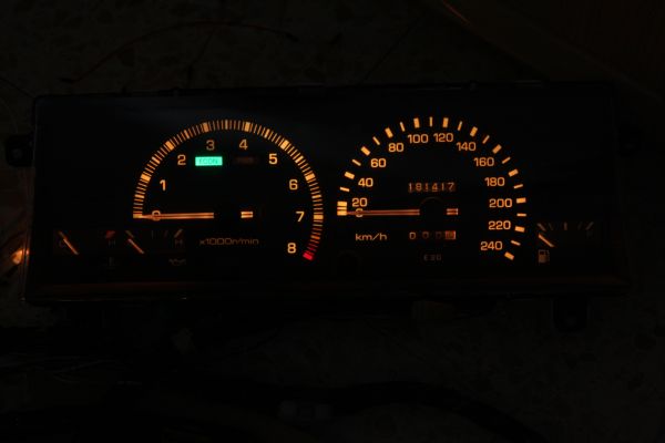 OEM gauge cluster illuminated
my bulbs are decades old and I removed the blue plastic diffuser caps
